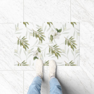 Timeless Sage Olive Watercolor Chic Doormat
