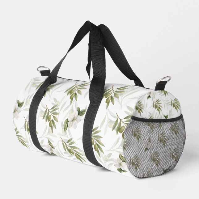 Timeless Sage Olive Watercolor Chic  Duffle Bag (Right Corner)