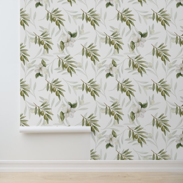 Timeless Sage Olive Watercolor Chic  Wallpaper (Application)