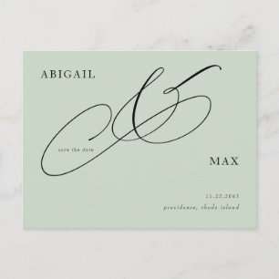 Timeless Sage Square Wedding Save the Date Postcard