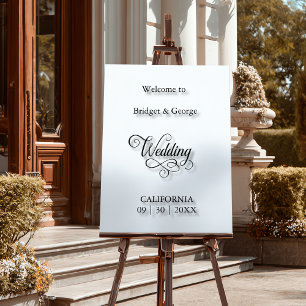 Timeless Script Black and White Wedding Welcome  Acrylic Sign