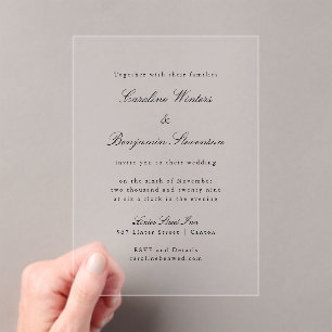 Timeless Script Font Formal Elegant Wedding Clear Acrylic Invitations