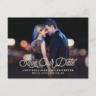 Timeless Script Save Our Date Photo Announcement Postcard