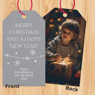 Timeless - Silver Grey Christmas Photo Gift Tags