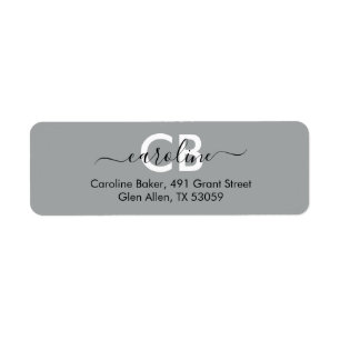Timeless - Silver Grey Monogram Address Label