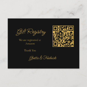 Timeless Simple Black and Gold Wedding Registry Enclosure Card