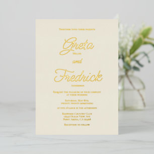 Timeless Simple Elegance Gold Script Ecru Wedding