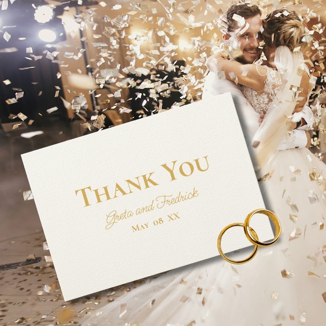 Timeless Simple Minimalist Luxe Gold Wedding Thank You Card (Creator Uploaded)