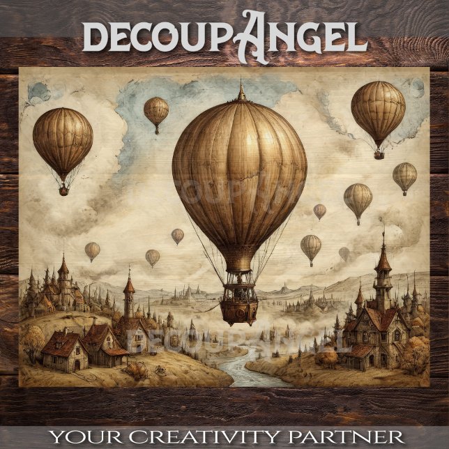 Timeless Skies: Vintage Balloon Soar - Decoupage Tissue Paper (Creator Uploaded)