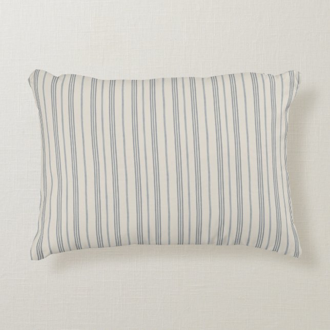 Timeless Slate Blue Painterly Stripe Pattern Decorative Cushion (Front)