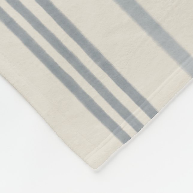 Timeless Slate Blue Painterly Stripe Pattern Fleece Blanket (Corner)