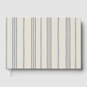 Timeless Slate Blue Painterly Stripe Pattern Guest Book