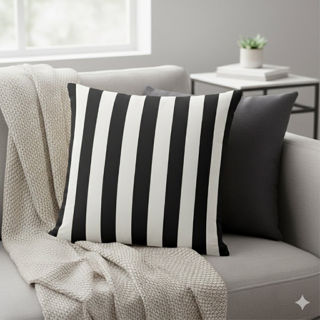 Timeless Stripes Black & White Cushion (Creator Uploaded)