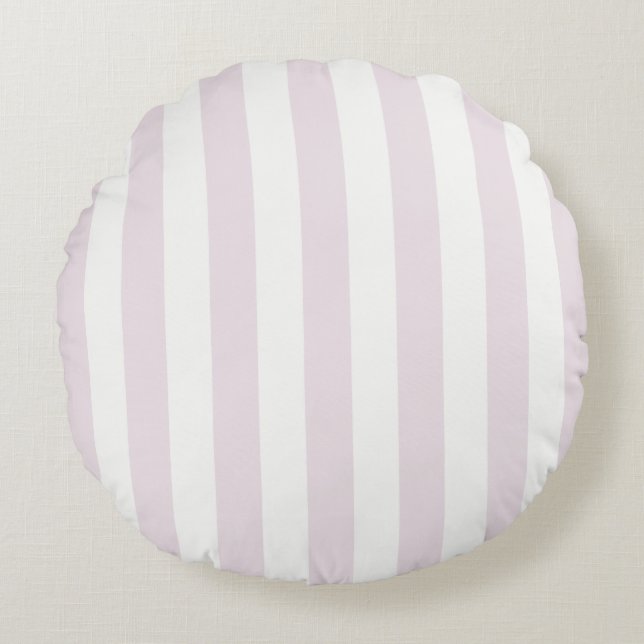 Timeless Stripes Pastel Pink Round Cushion (Front)