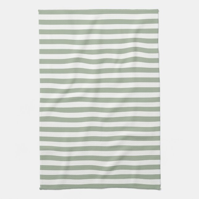 Timeless Stripes Sage Green Tea Towel (Vertical)
