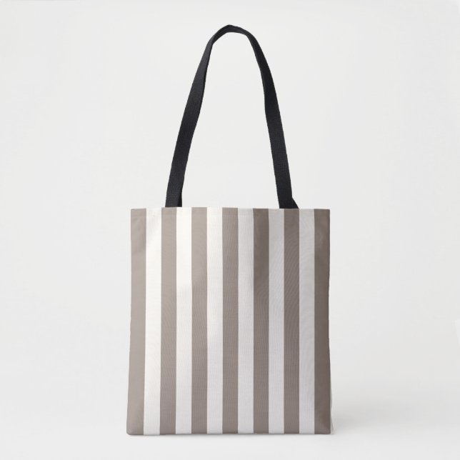 Timeless Stripes Taupe Cream Tote Bag (Front)