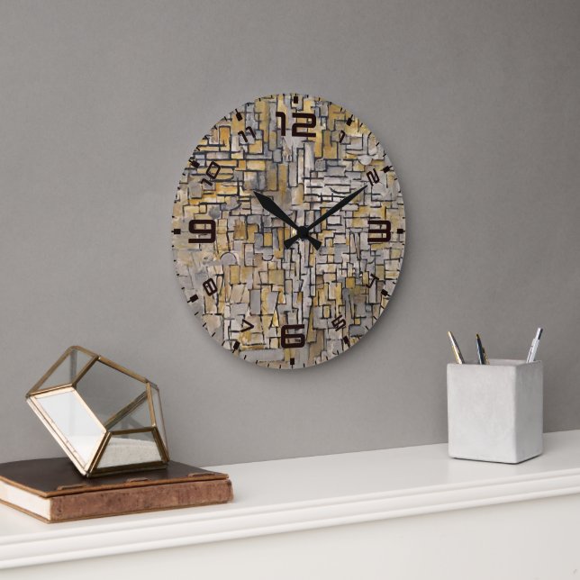 Timeless Structure: Mondrian-Inspired Mosaic Clock (Office)