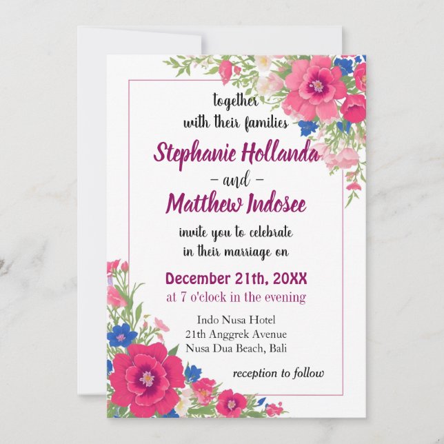 Timeless Symbolism Foxglove in Wedding Celebration Invitation (Front)