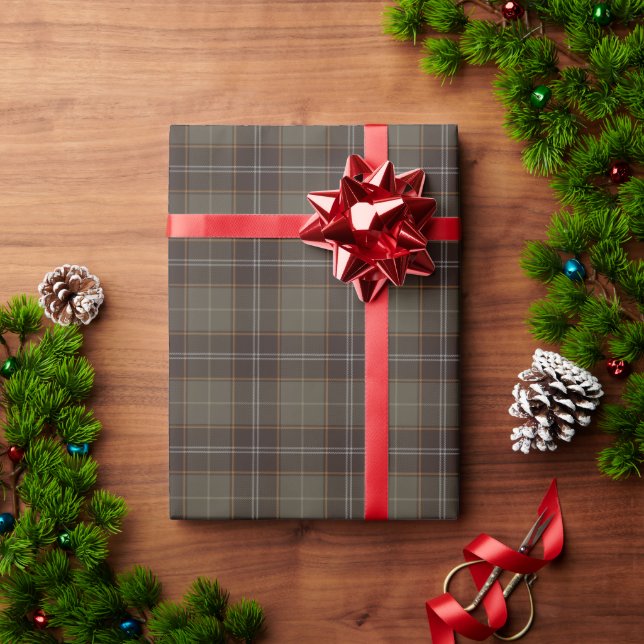 Timeless Tartan Plaid Brown Gray Ralph Christmas Wrapping Paper (Holiday Gift)