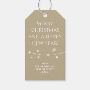Timeless - Taupe Beige - Snowflake Gift Tags
