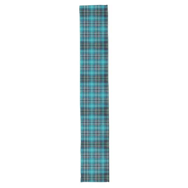 Timeless Teal Blue Plaid Table Runner (Front)
