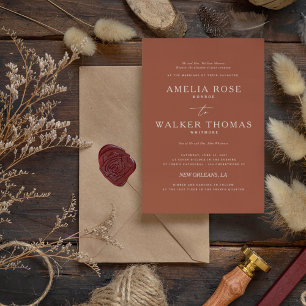 Timeless Terracotta Minimalist Wedding Invitation