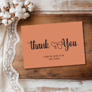 Timeless Terracotta Script Heart Bridal Thank You Card