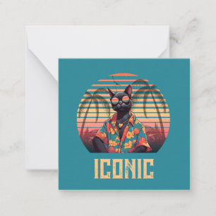 Timeless Tropical Cat Attitude Flat Note Card