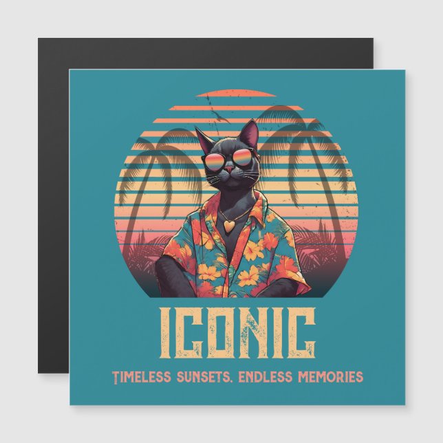 Timeless Tropical Cat Attitude Magnetic Card (Front/Back)