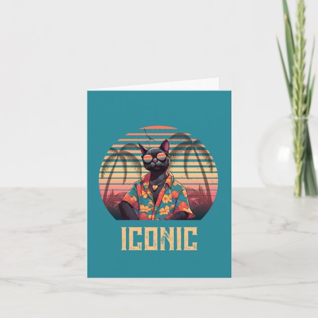 Timeless Tropical Cat Attitude Note Card (Front)