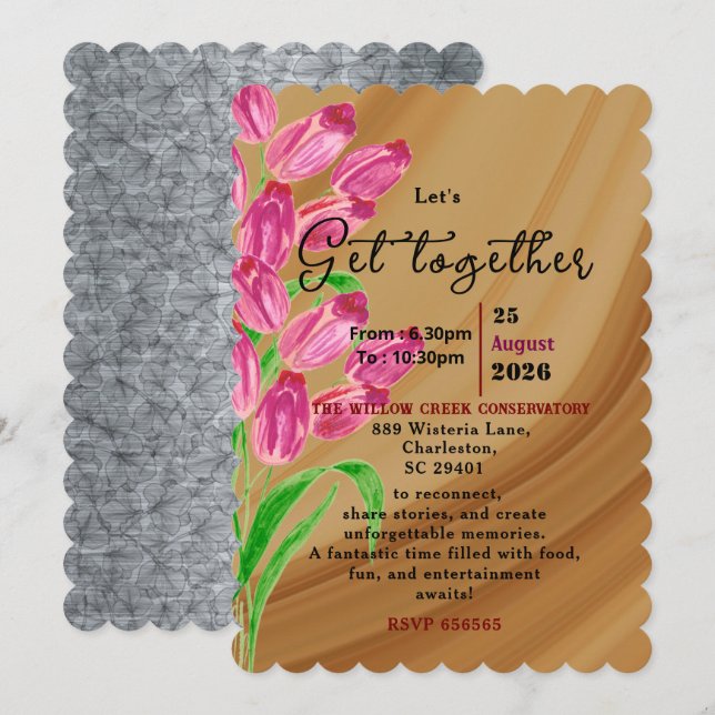 Timeless Tulips Get-Together  Invitation (Front/Back)