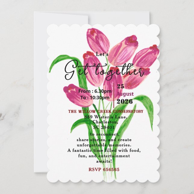Timeless Tulips Get-Together  Invitation (Front)