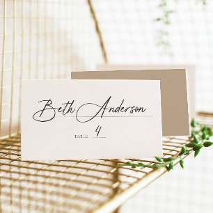 Timeless Vines Beige Crest Place Card