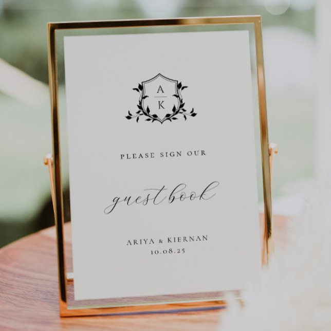 Timeless Vines Black Crest Guest Book Sign (Creator Uploaded)