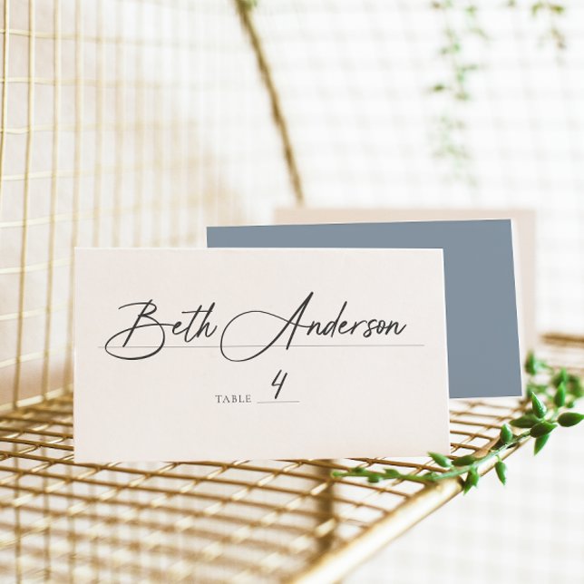Timeless Vines Dusty Blue Crest Place Card (Creator Uploaded)