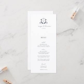 Timeless Vines Wedding Crest Menu Card