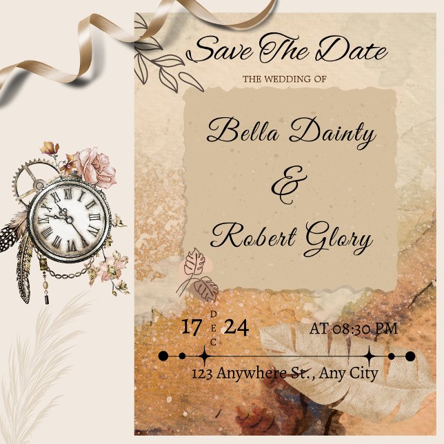 Timeless Vintage Boho Brown Wedding Invitation (Creator Uploaded)