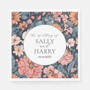 Timeless: Vintage Faded Rose Wedding Print Napkin