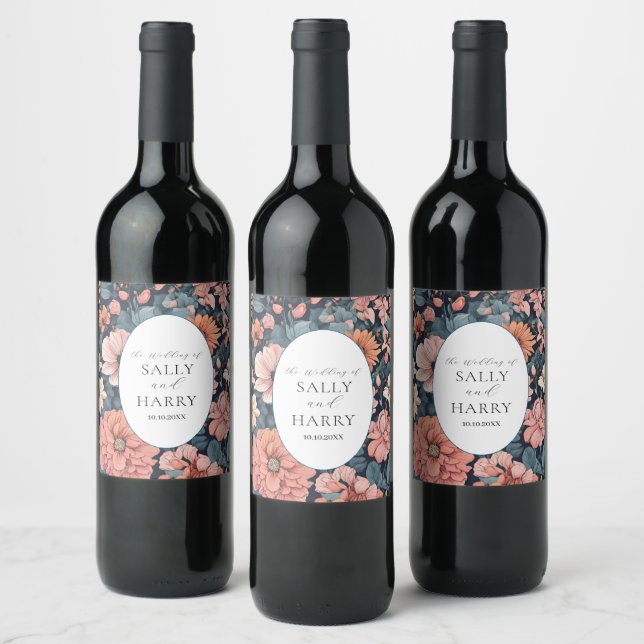 Timeless: Vintage Faded Rose Wedding Wine Label (Bottles)