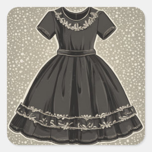 Timeless Vintage LBD (Little Black Dress) Art Square Sticker
