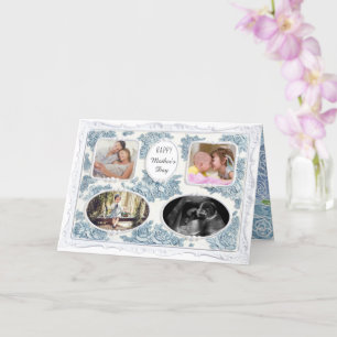 Timeless Vintage Regency 4 Photo Blue Mother's Day Card