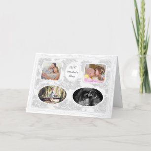 Timeless Vintage Regency 4 Photo White Mothers Day Card