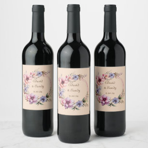 Timeless Watercolor Floral Wreath Label