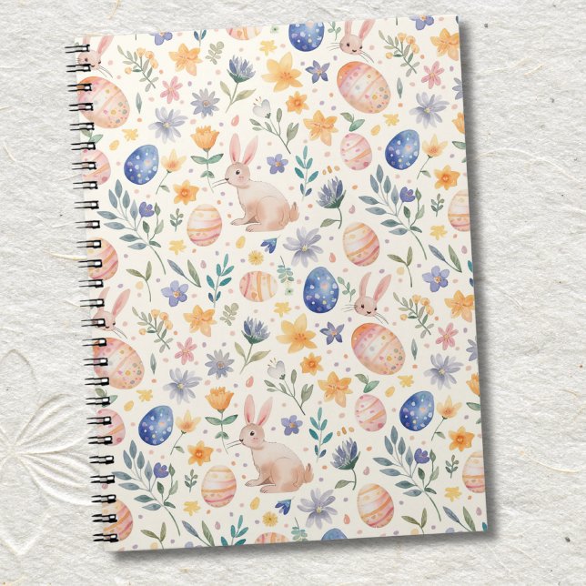 Timeless Watercolor Pastel Bunny Flowers Eggs Notebook (Creator Uploaded)