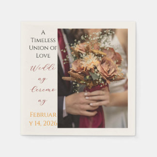 Timeless Wedding Ceremony Floral Photo Paper  Napkin