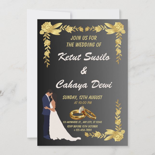 Timeless Wedding  Featuring Bride and Groom Invitation (Front)
