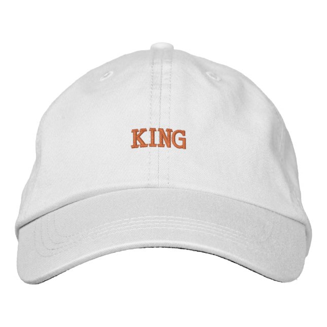 Timeless White Hat Royal King Embroidery Men's Cap (Front)