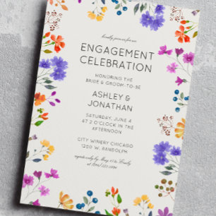 Timeless Wildflower Alabaster Engagement Party Invitation