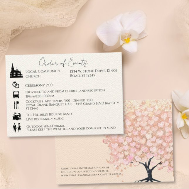 Timeline Order of Events Heart Leaf Tree Enclosure Invitation (Creator Uploaded)