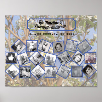Timeline Photo Collage on White Blossom Tree Poster